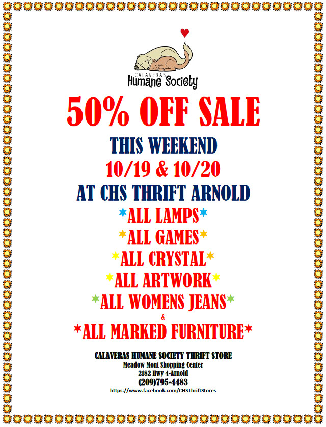 A Big 50% Off Sale This Weekend at CHS Thrift in Arnold