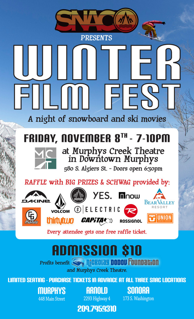 The SNAC Winter Film Fest!  A Night of Snowboard & Ski Movies on November 8th!