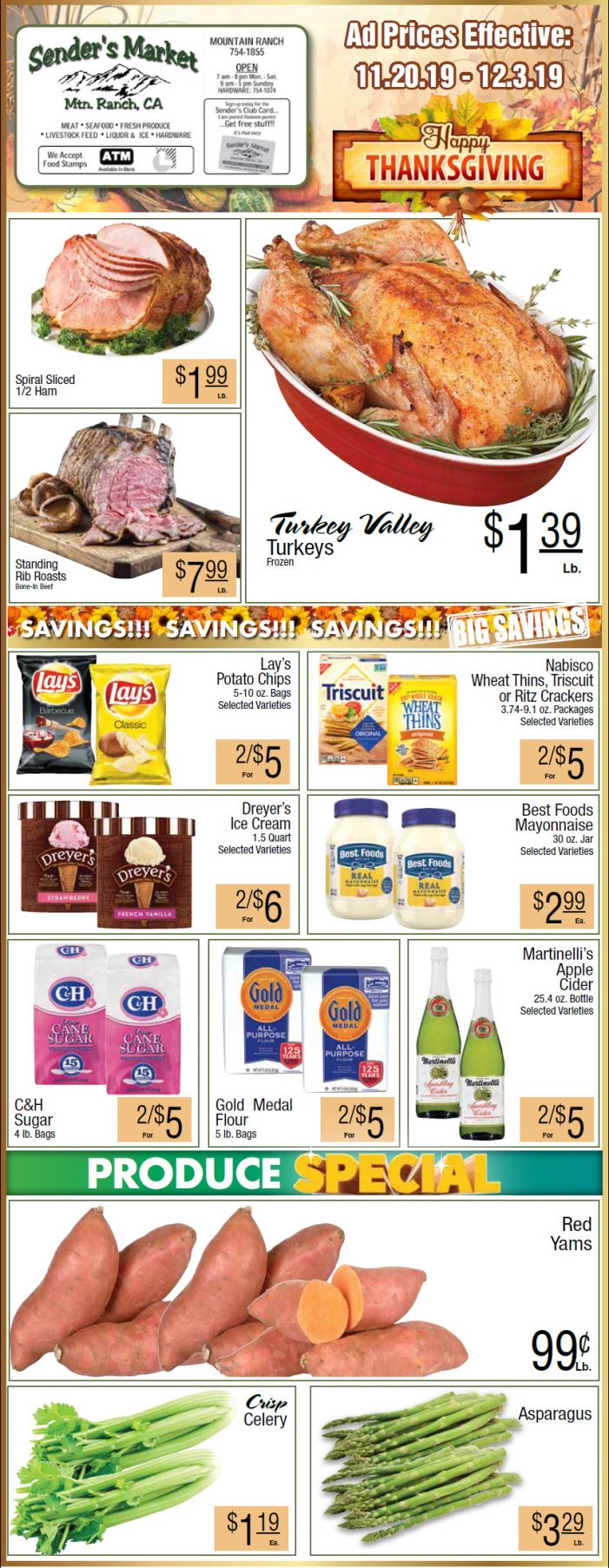 Sender’s Market’s Big Thanksgiving Ad!  Local Grocery Ad & Grocery Specials Through December 3rd!