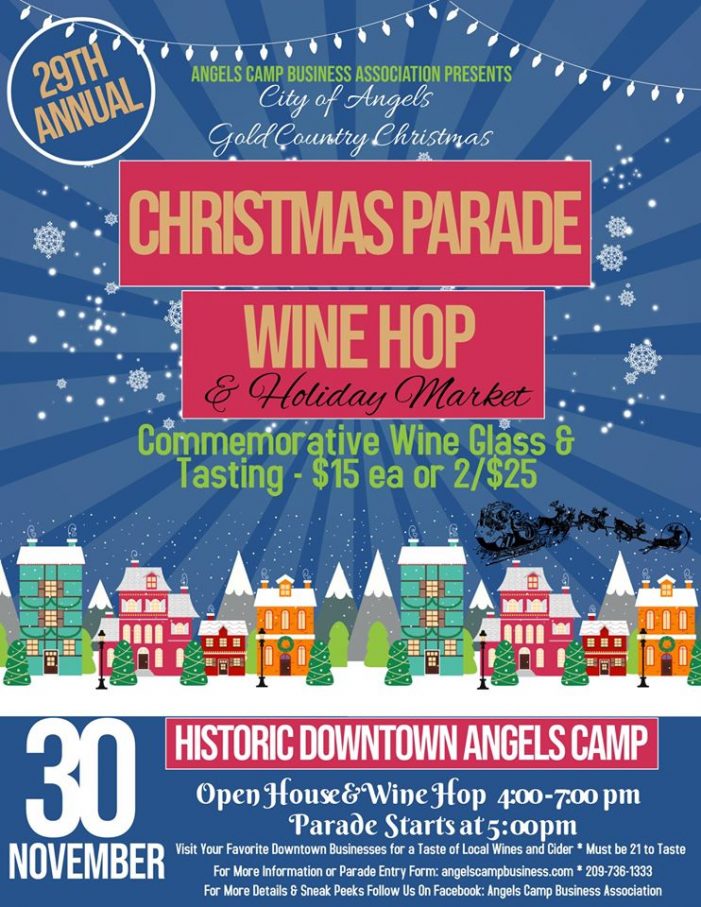 The 29th Annual Angels Camp Christmas Parade & Open House is November 30th