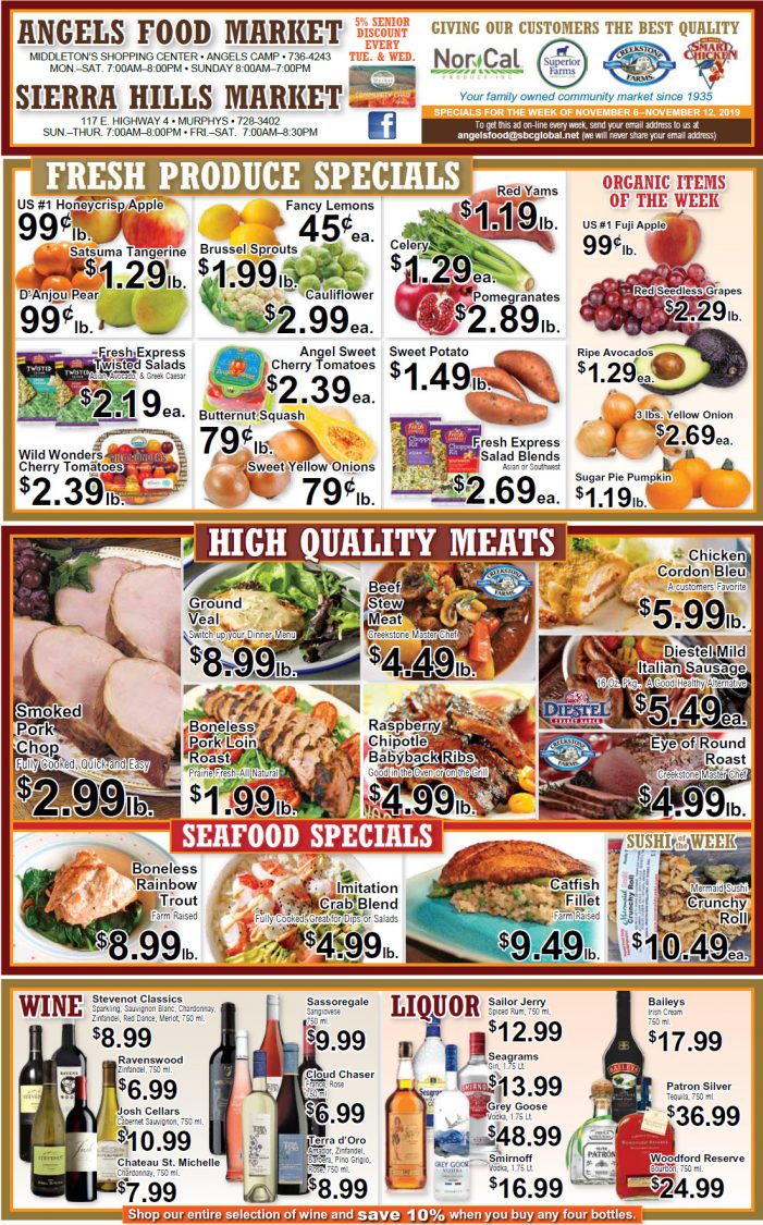 Angels Food and Sierra Hills Markets  Weekly Ad & Grocery Specials Through November 12th