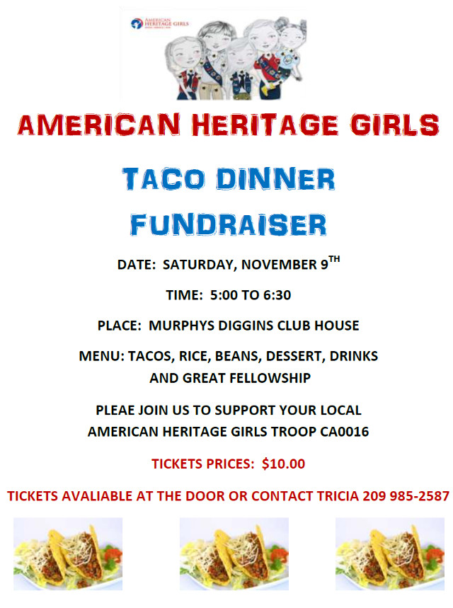 Make Plans to Attend the American Heritage Girls Taco Dinner Fundraiser