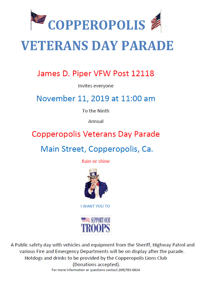 The 2019 Copperopolis Veterans Day Parade