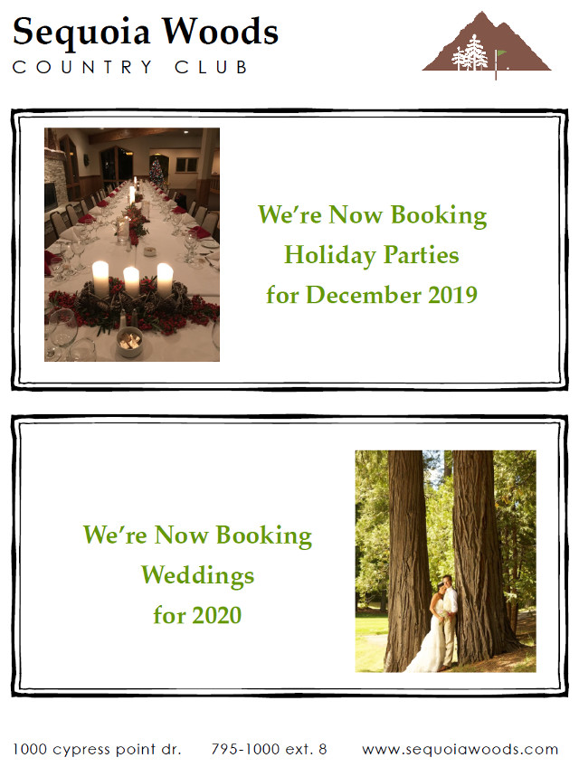 The Sequoia Woods Now Booking for Holiday Parties & Summer Weddings!!