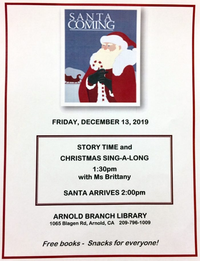 Santa is Coming to the Arnold Library December 13th!