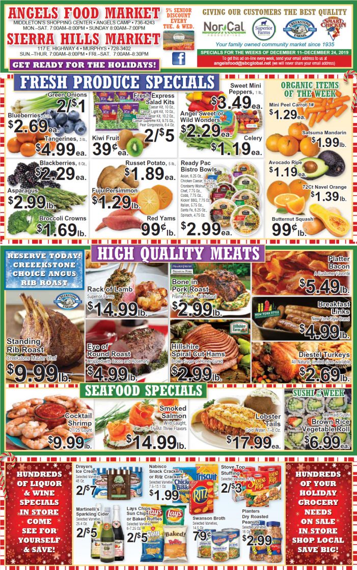 Angels Food and Sierra Hills Markets  Weekly Ad & Grocery Specials Through December 24th