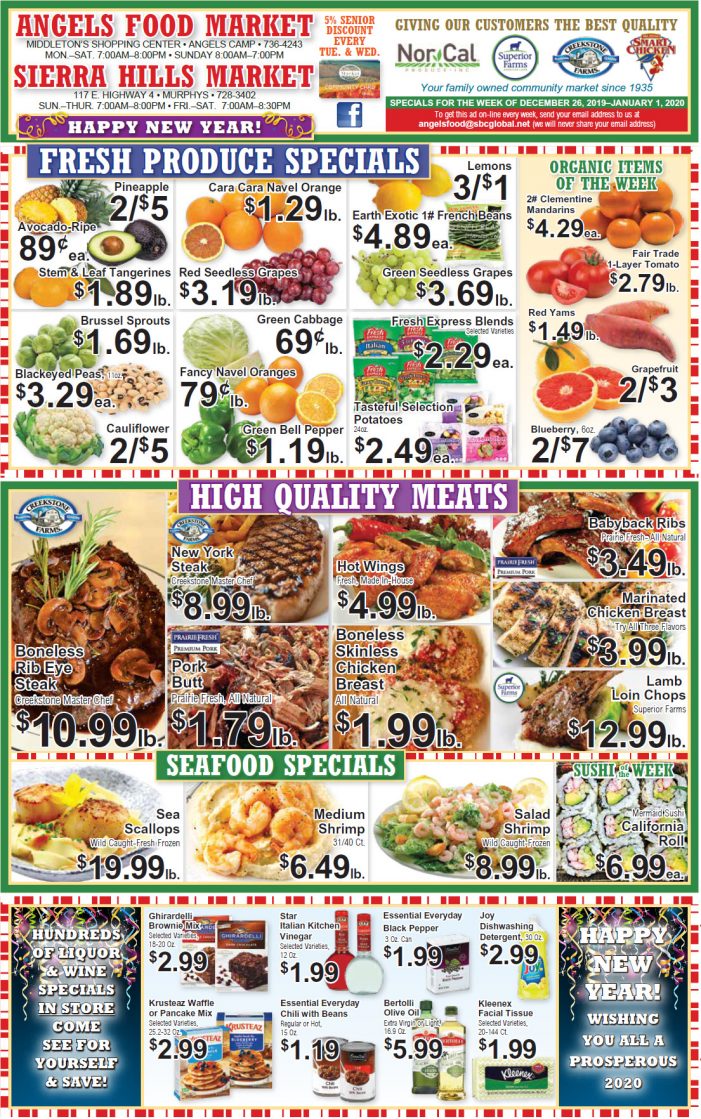 Angels Food and Sierra Hills Markets Weekly Ad & Grocery Specials Through December 31st!
