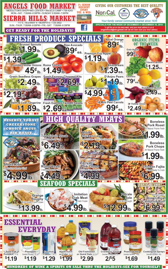 Angels Food and Sierra Hills Markets  Weekly Ad & Grocery Specials Through December 10th