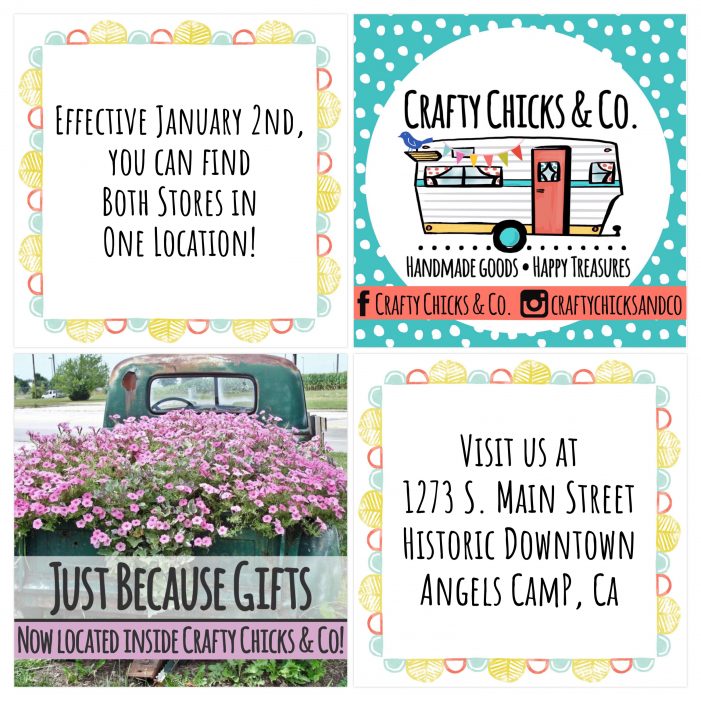 Just Because Gifts Has Moved Inside Crafty Chicks on Main Street
