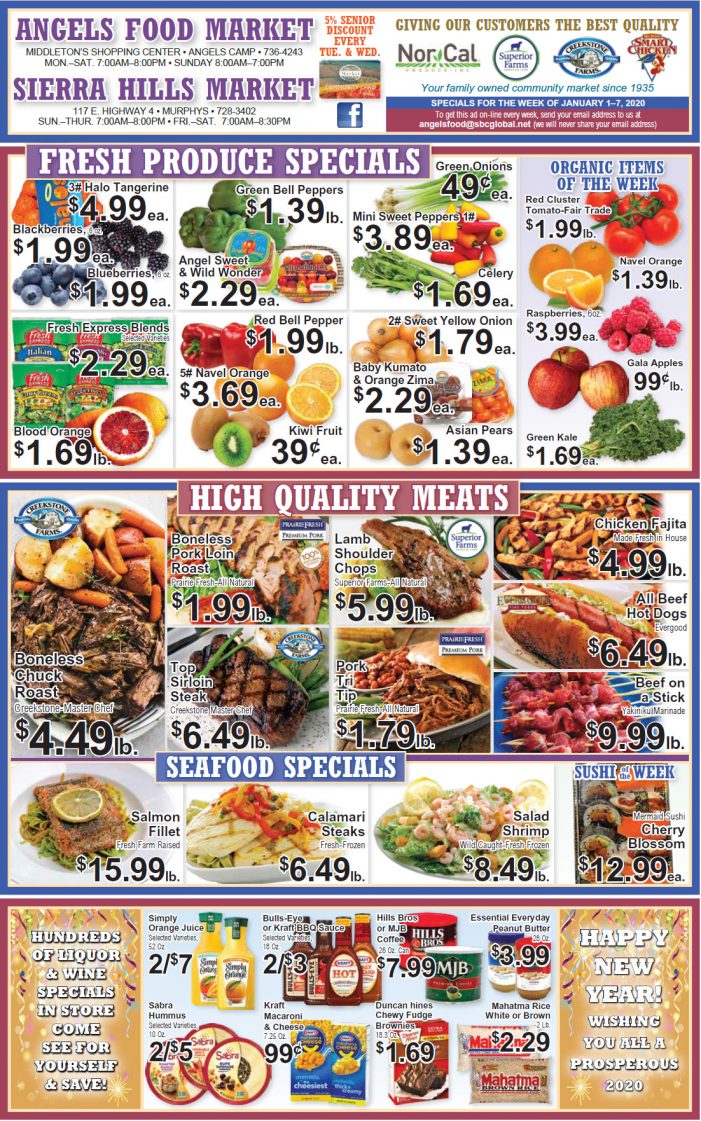 Angels Food and Sierra Hills Markets  Weekly Ad & Grocery Specials Through January 7th