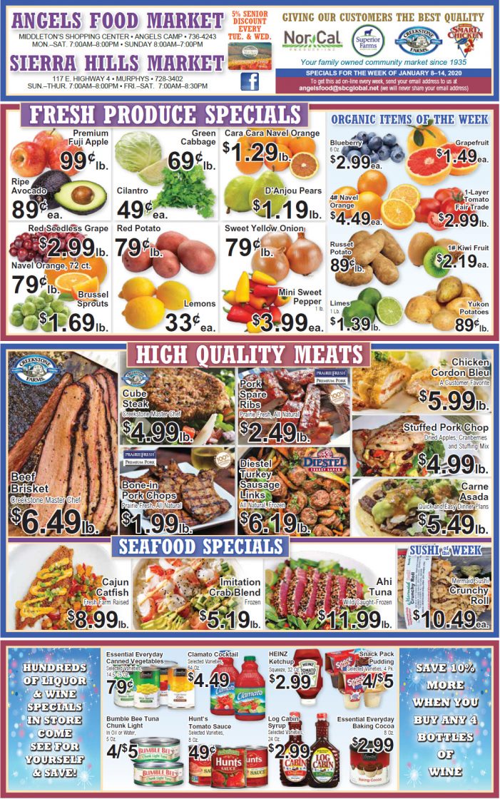 Angels Food and Sierra Hills Markets  Weekly Ad & Grocery Specials Through January 14th