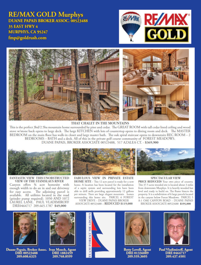 RE/MAX GOLD in Murphys Has Your Real Estate Needs Covered
