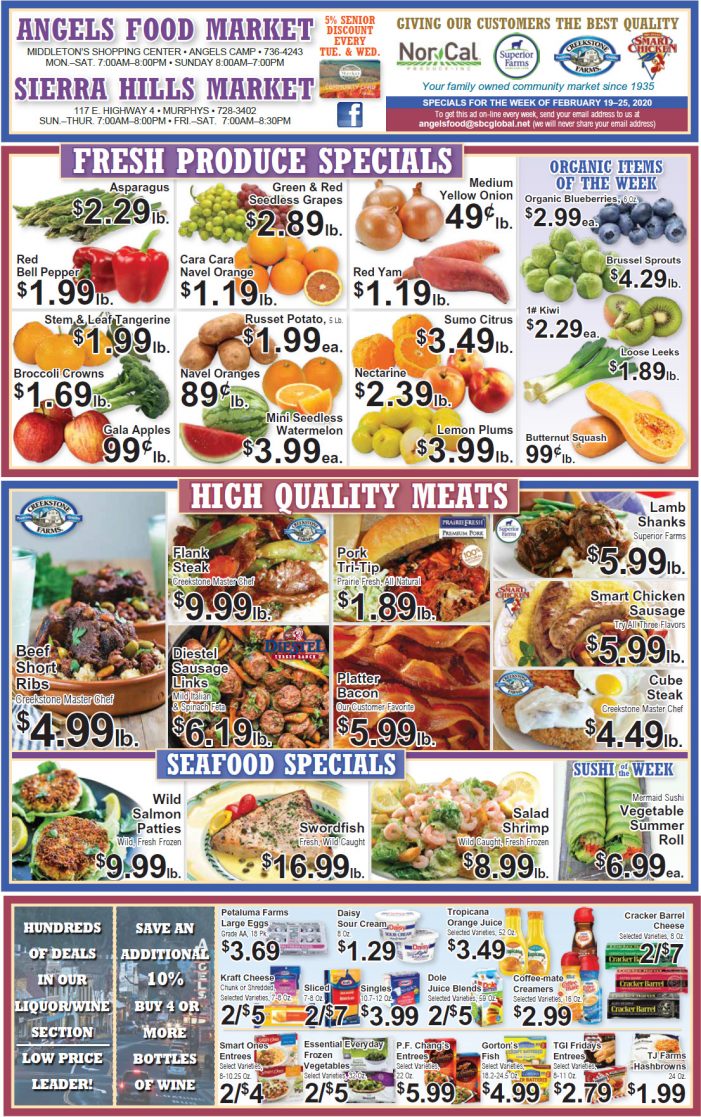 Angels Food and Sierra Hills Markets  Weekly Ad & Grocery Specials Through February 25th