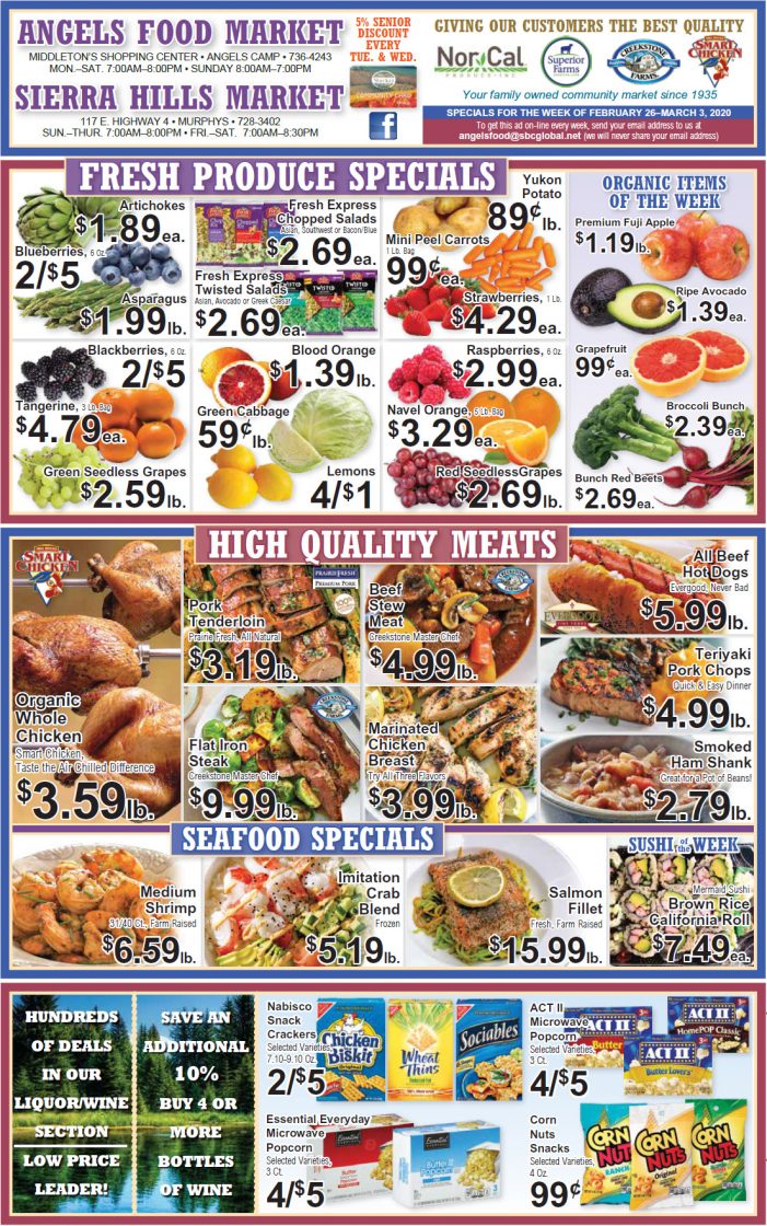 Angels Food and Sierra Hills Markets  Weekly Ad & Grocery Specials Through March 3rd