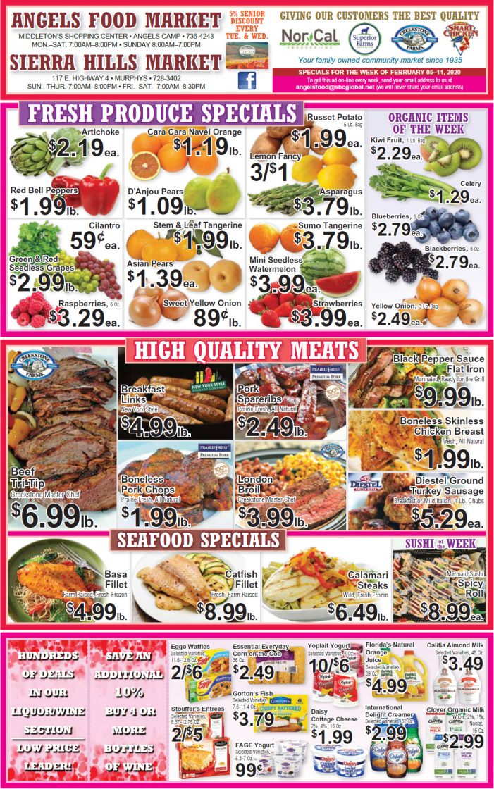 Angels Food and Sierra Hills Markets  Weekly Ad & Grocery Specials Through February 18th