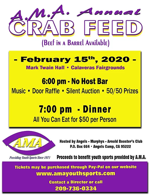 The Big 2020 AMA Crab Feed is February 15th.  Get Your Tickets Now!!