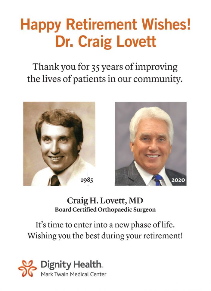 Happy Retirement Wishes Dr. Craig Lovett!!