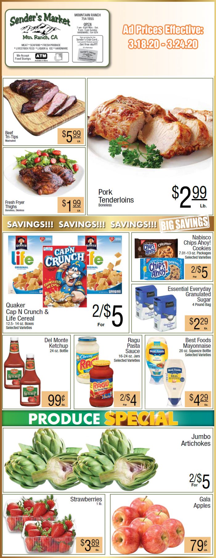 Sender’s Market’s Weekly Ad & Grocery Specials Through March 24th