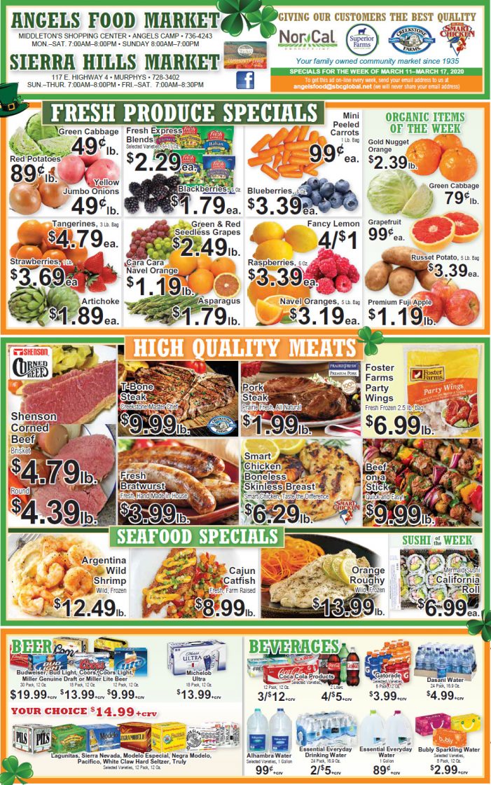 Angels Food and Sierra Hills Markets  Weekly Ad & Grocery Specials Through March 17th