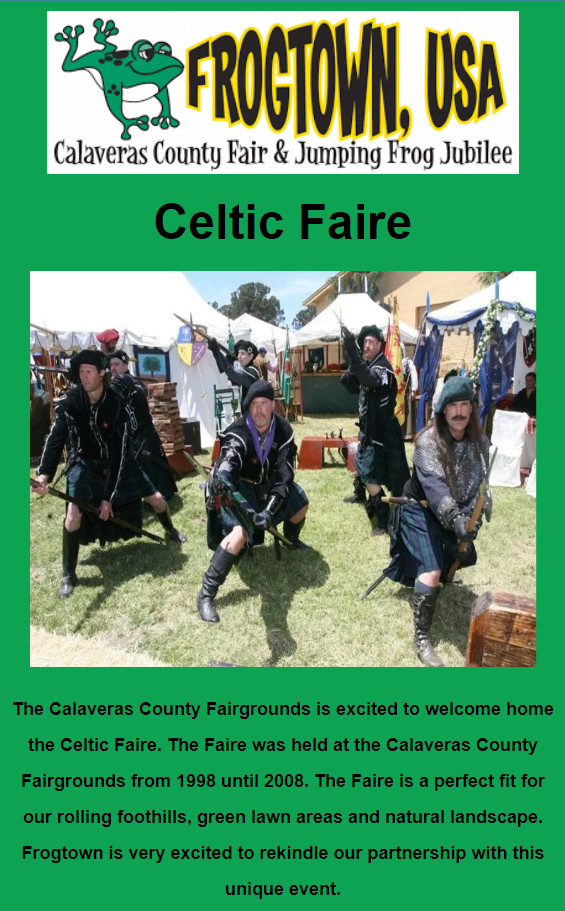 Celtic Faire 2021 Returning to Calaveras County Fairgrounds