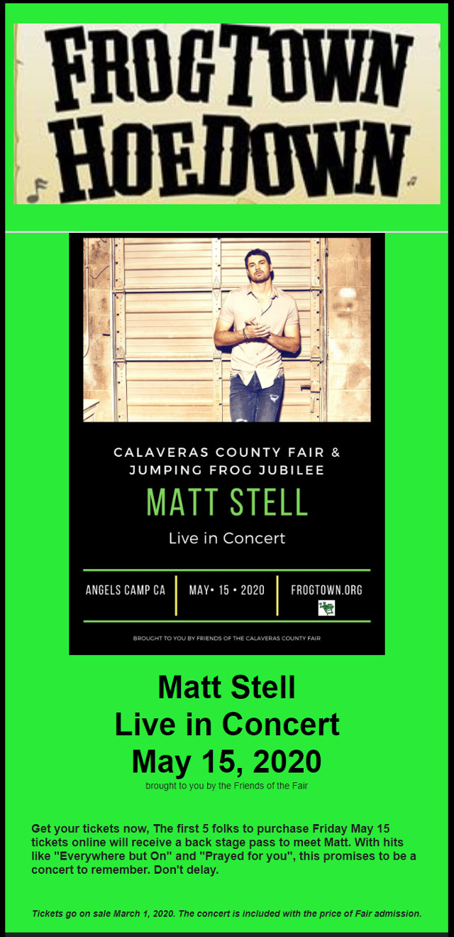 Matt Stell Live in Concert May 15 at Frogtown