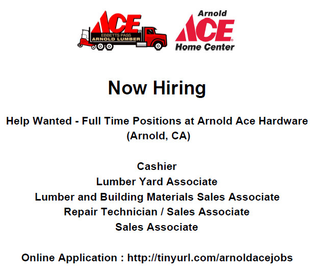 Arnold Ace Home Center Now Hiring & Has Full Time Positions Available