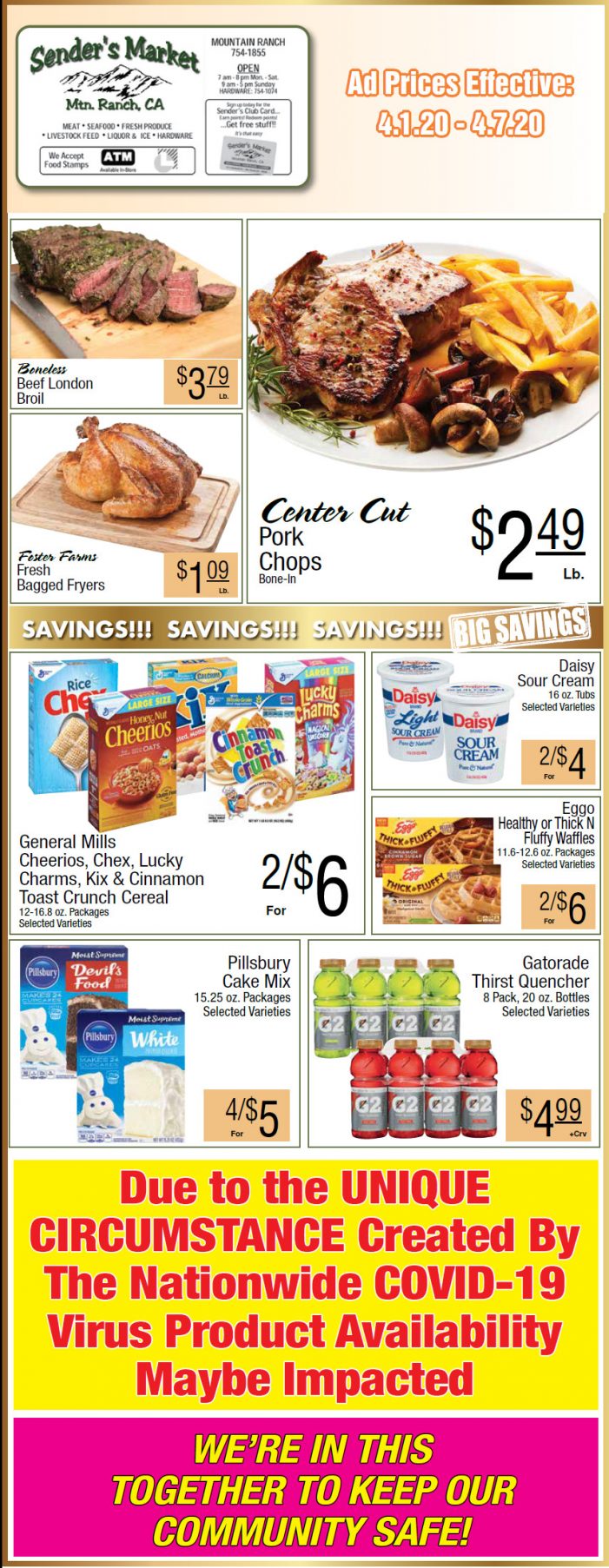 Sender’s Market’s Weekly Ad & Grocery Specials Through April 7th