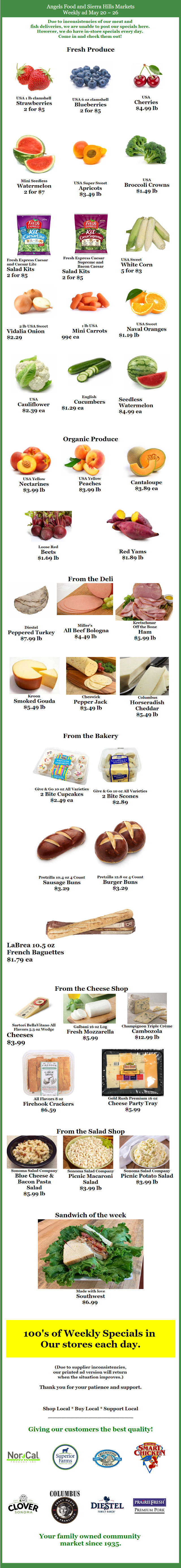 Angels Food and Sierra Hills Markets Weekly Ad & Specials Through May 26th