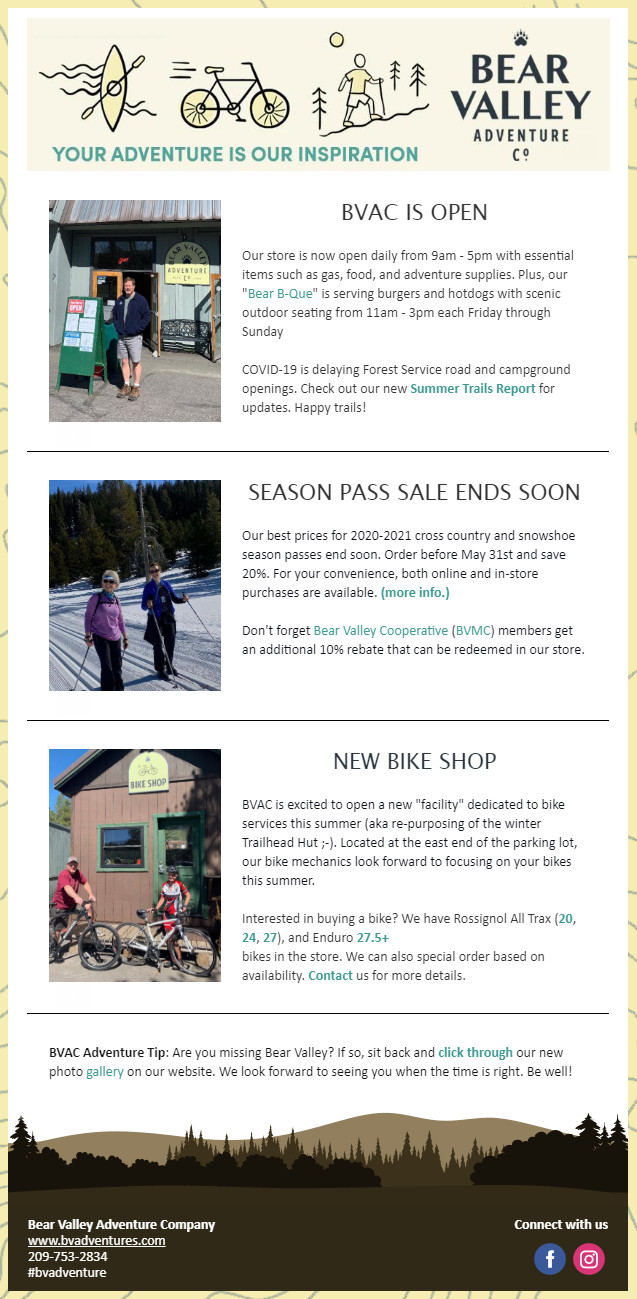 Bear Valley Adventure Company is Open • Season Pass Sale • New Bike Shop