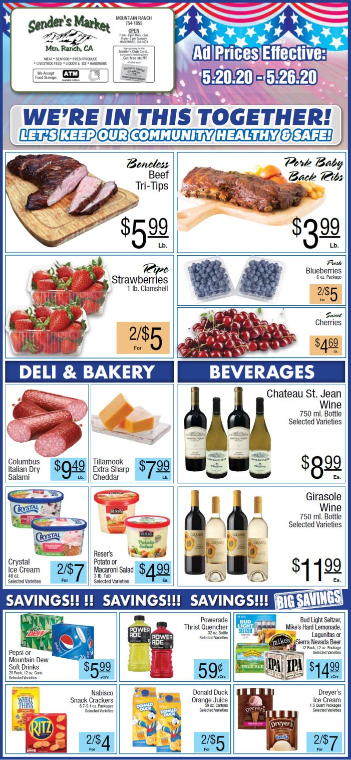 Sender’s Market’s Weekly Ad & Grocery Specials Through May 26th