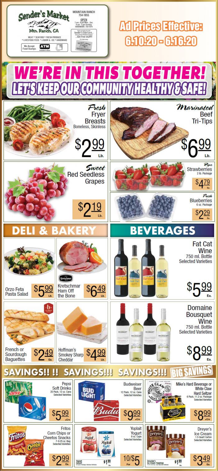 Sender’s Market’s Weekly Ad & Grocery Specials Through June 16th