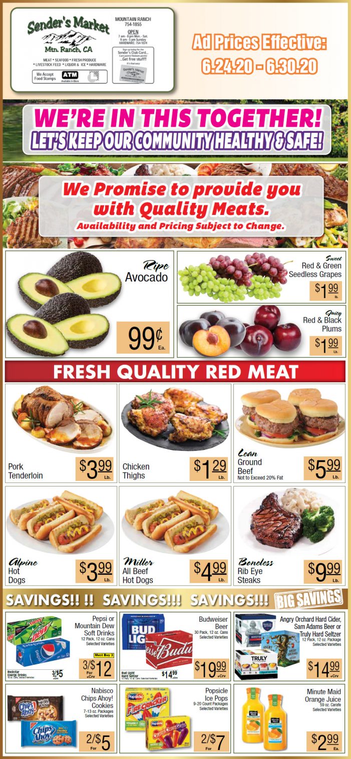 Sender’s Market’s Weekly Ad & Grocery Specials Through June 30th
