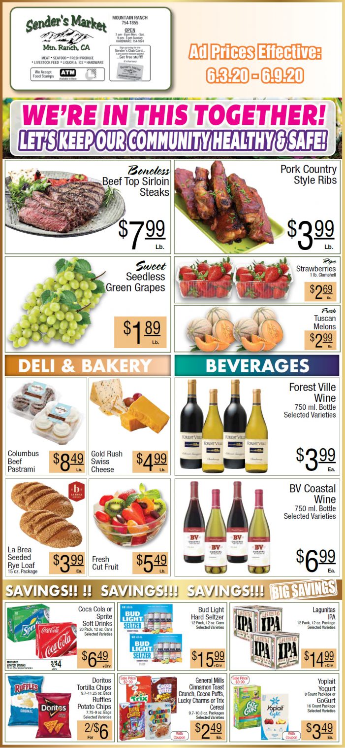 Sender’s Market’s Weekly Ad & Grocery Specials Through June 9th