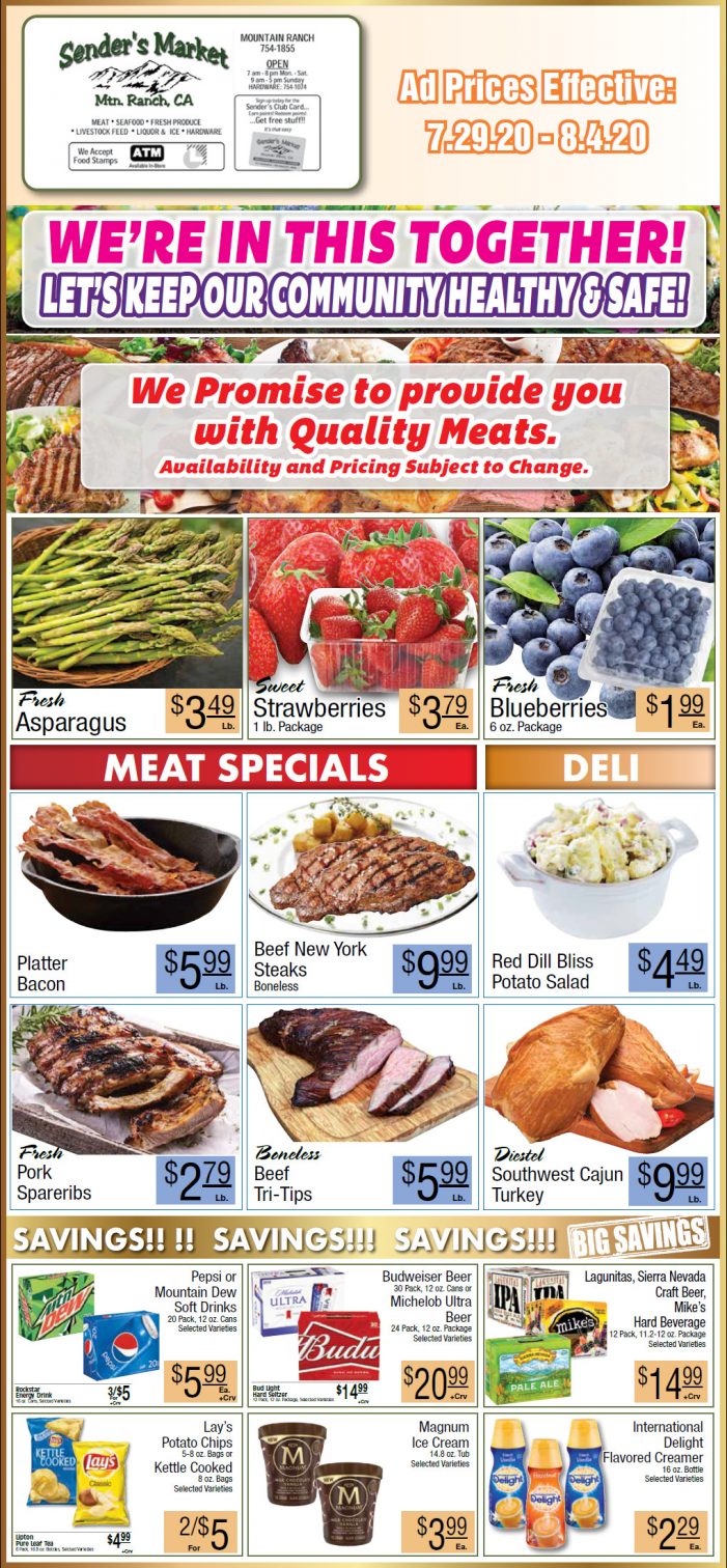 Sender’s Market’s Weekly Ad & Grocery Specials Through August 4th