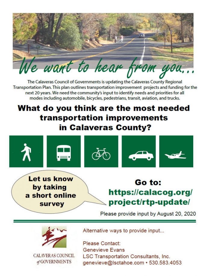What Transportation Issues Do You See in Calaveras County?  Now is Your Chance to let Decision-Makers Know!