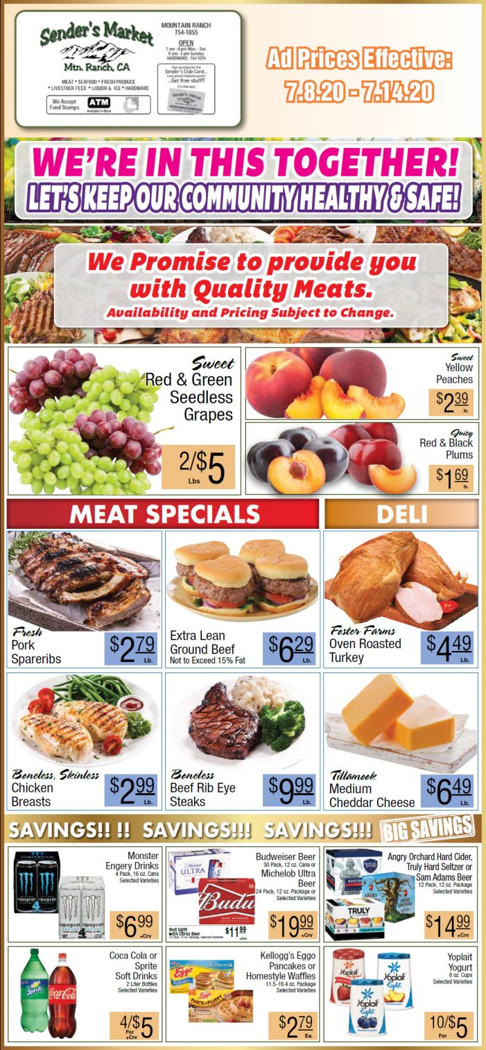 Sender’s Market’s Weekly Ad & Grocery Specials Through July 14th