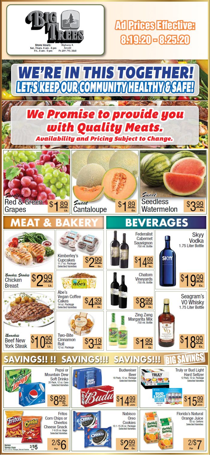Big Trees Market Weekly Ad & Grocery Specials Through August 25th