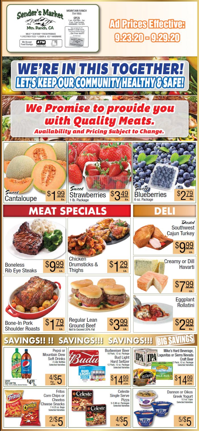 Sender’s Market’s Weekly Ad & Grocery Specials Through September 29th