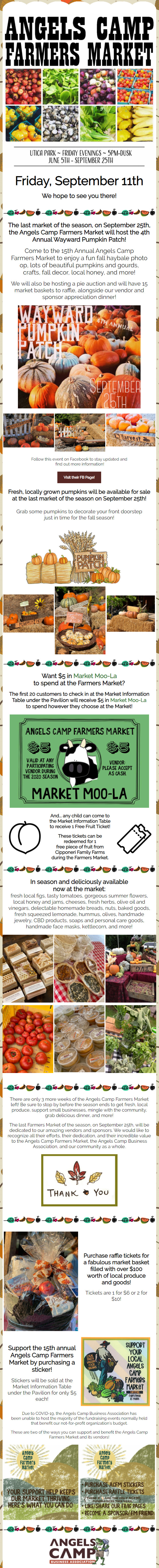 The Angels Camp Farmers Market for Tonight!