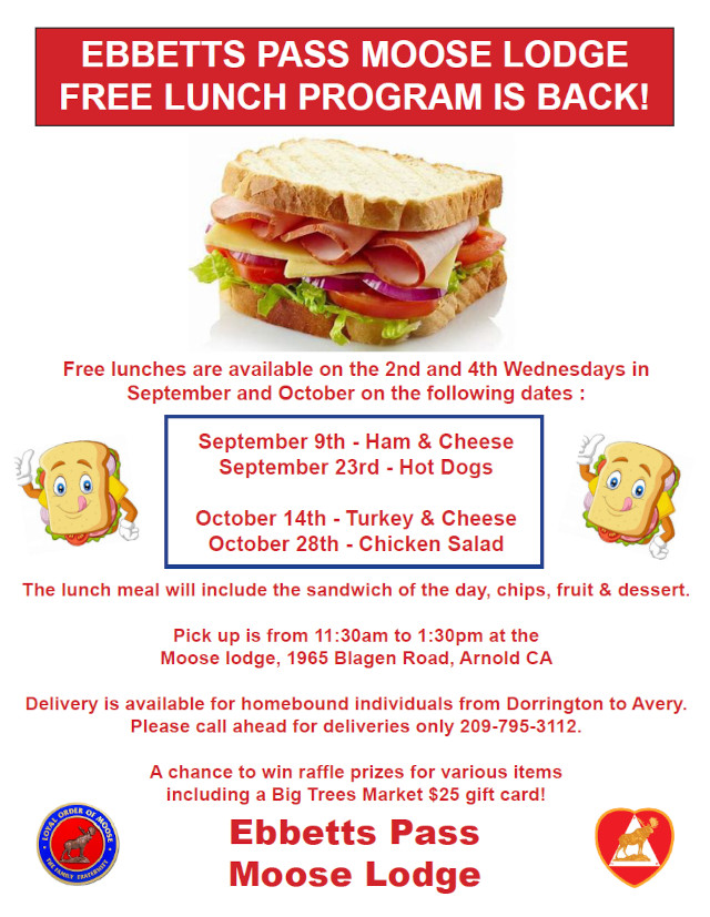 The Free Moose Lunch Program Returns for September & October