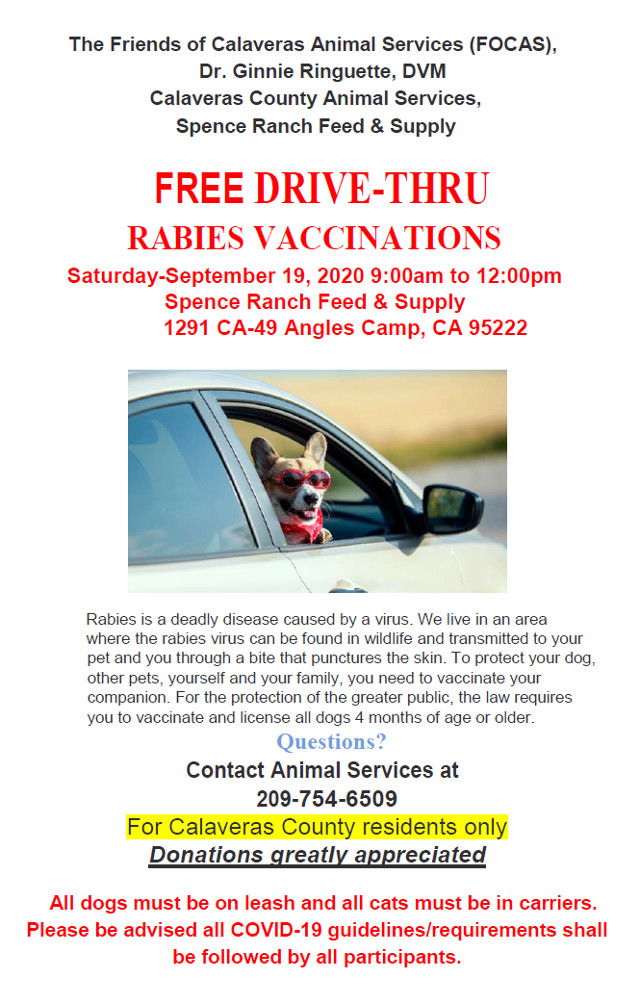 Free Drive-Thru Rabies Vaccinations on September 19th
