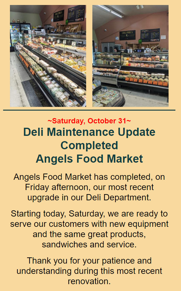 New Deli Equipment Awaits at Angels Food Market
