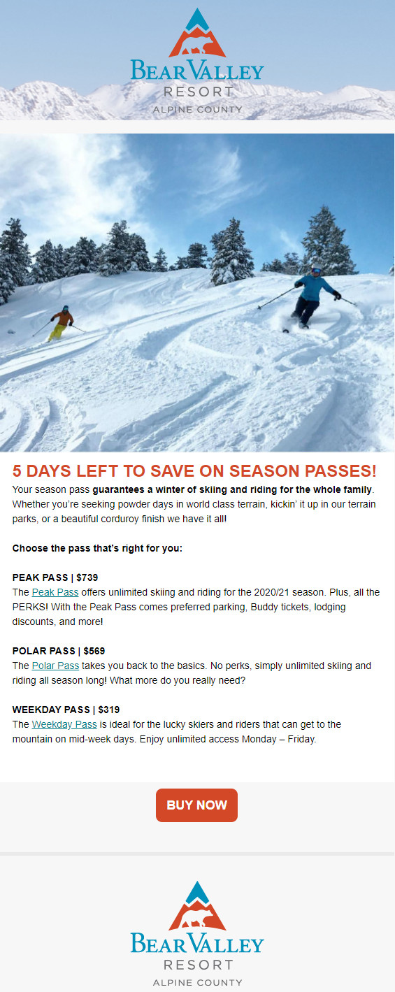 5 Days Left To Save On Bear Valley Season Passes!