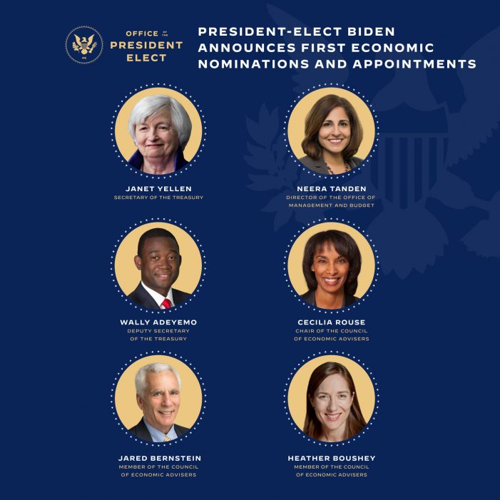 President-Elect Biden Announces Key Members of Economic Team