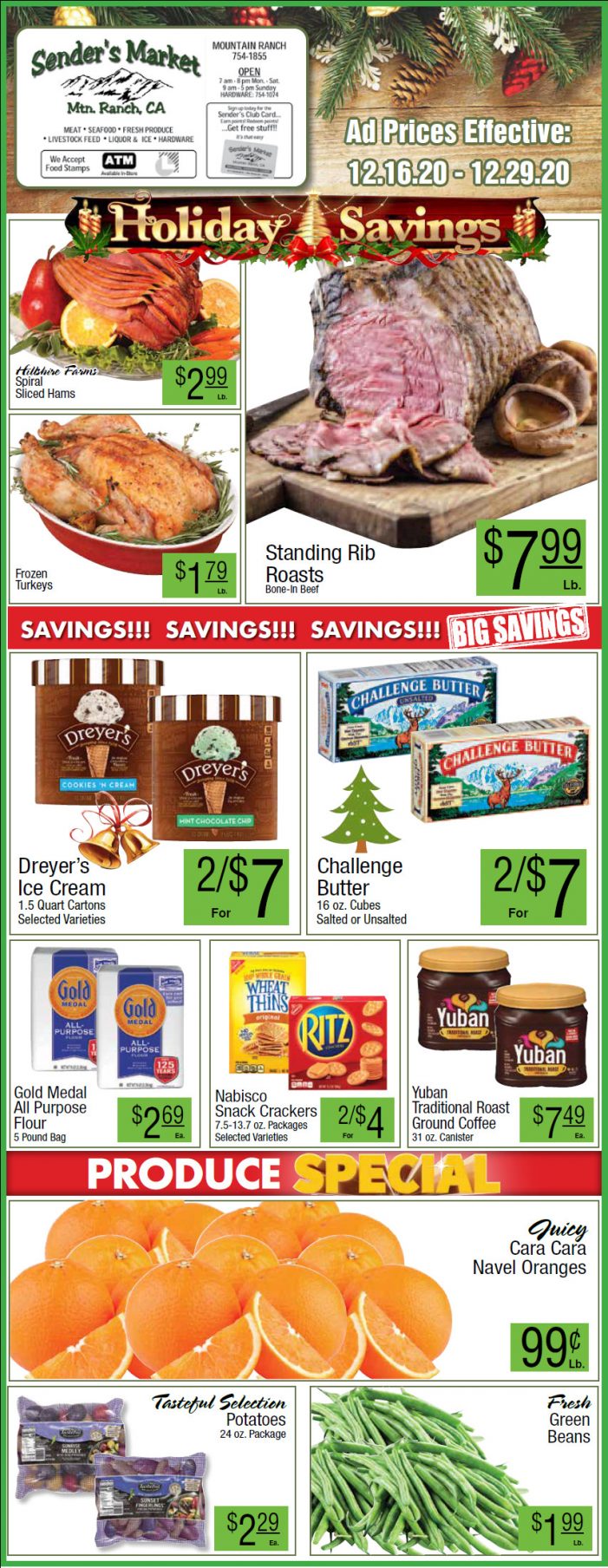 Sender’s Market’s Weekly Ad & Grocery Specials Through December 29th!  Shop Local & Save!