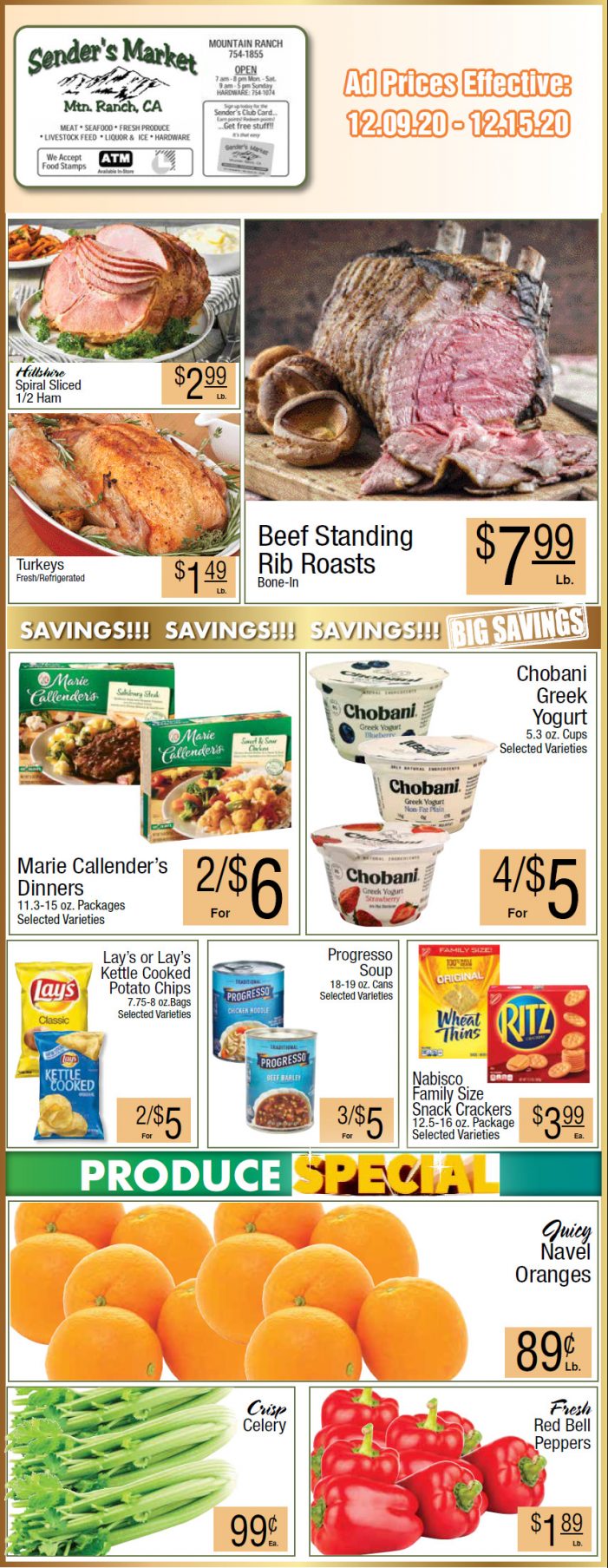 Sender’s Market’s Weekly Ad & Grocery Specials Through December 15th!  Shop Local & Save!