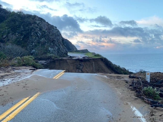Section of Hwy 1 South of Big Sur Washes Away