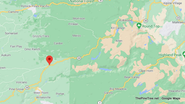 Traffic & Fire Update….Fire Reported on Hwy 88 above Pioneer