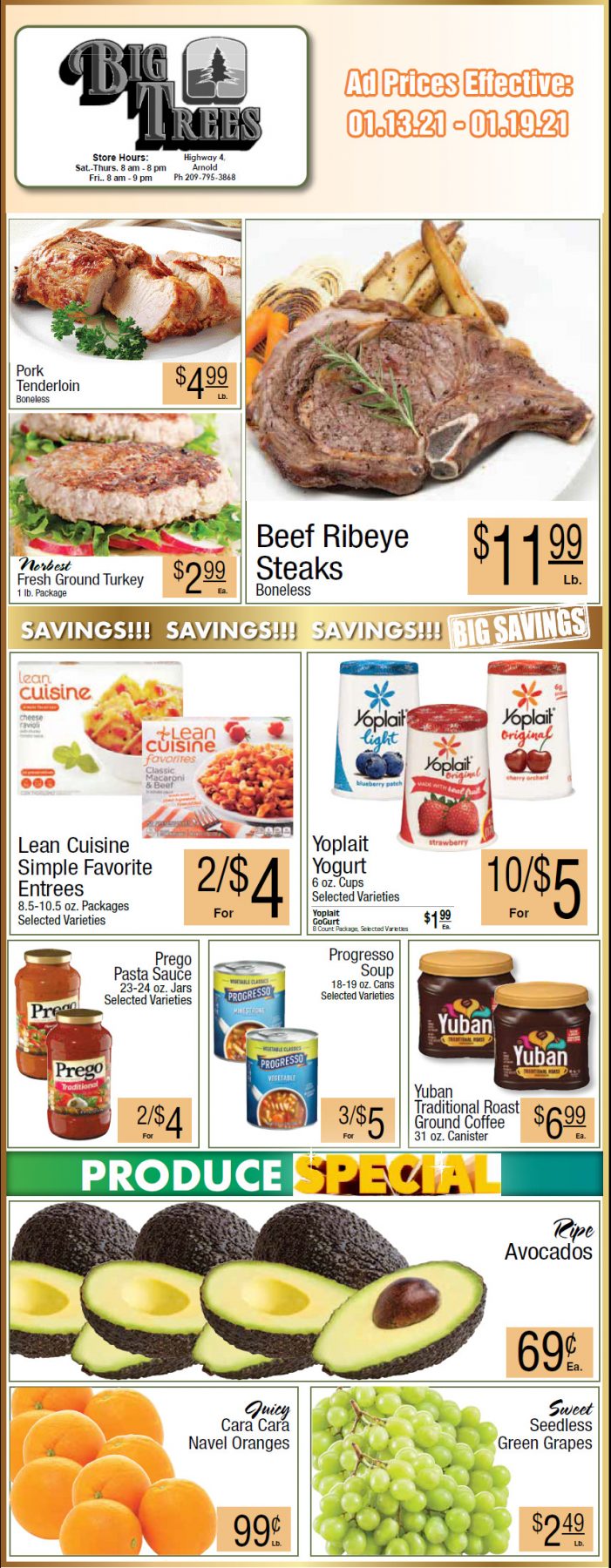 Big Trees Market Weekly Ad & Grocery Specials Through January 19th