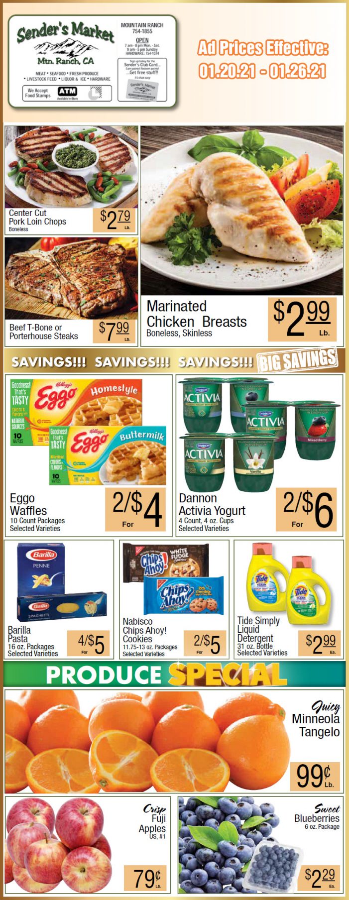 Sender’s Market’s Weekly Ad & Grocery Specials Through January 26th!  Shop Local & Save!
